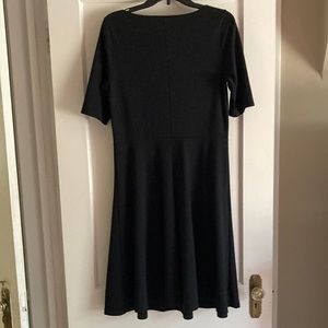 Lands end M (10-12) black stretchy fit and flare dress with elbow sleeves